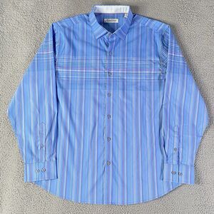 Tommy Bahama Sarasota Stretch Shirt Mens XL Blue Purple Pink Plaid Flip Collar